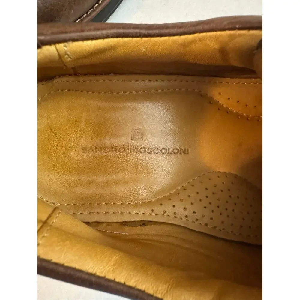 Sandro Moscoloni Men's Leather Oxfords Lace Up Split Cap Toe Brown 8D